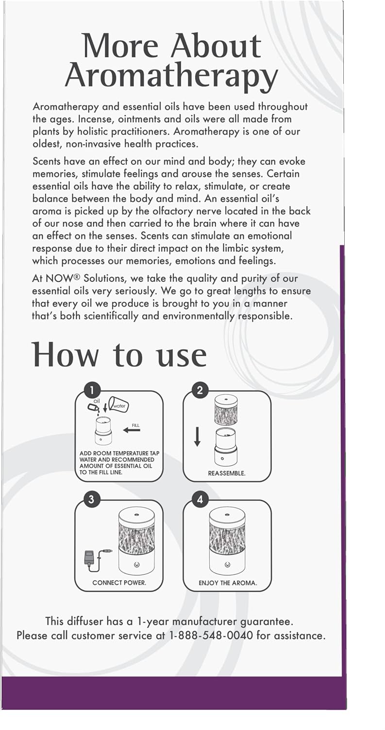 NOW Essential Oils, Metal Touch Ultrasonic Aromatherapy Oil Diffuser, Extremely Quiet and Heat Free, Color Changing LED