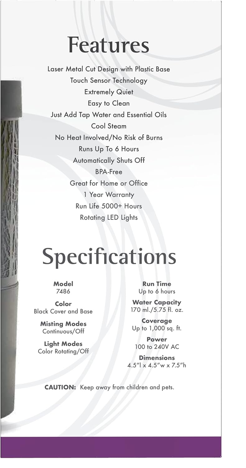 NOW Essential Oils, Metal Touch Ultrasonic Aromatherapy Oil Diffuser, Extremely Quiet and Heat Free, Color Changing LED