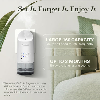 JCLOUD Plug in Diffuser for Essential Oils, Waterless Scent Diffuser Cover Up to 500 Sq. Ft. for Home, Office, Spa – Portable Smart Wall Diffuser 160ML, White